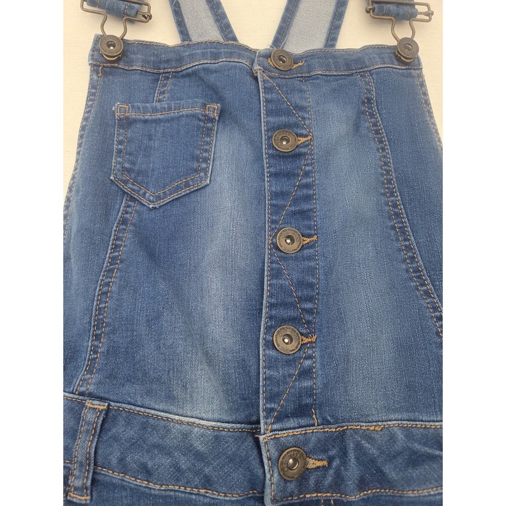 Wax Jean Basic Denim Overall Shorts Womens Size Large Blue Distressed - Picture 3 of 8